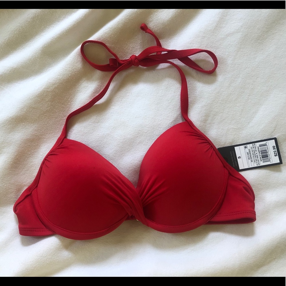 Red push up bikini top
